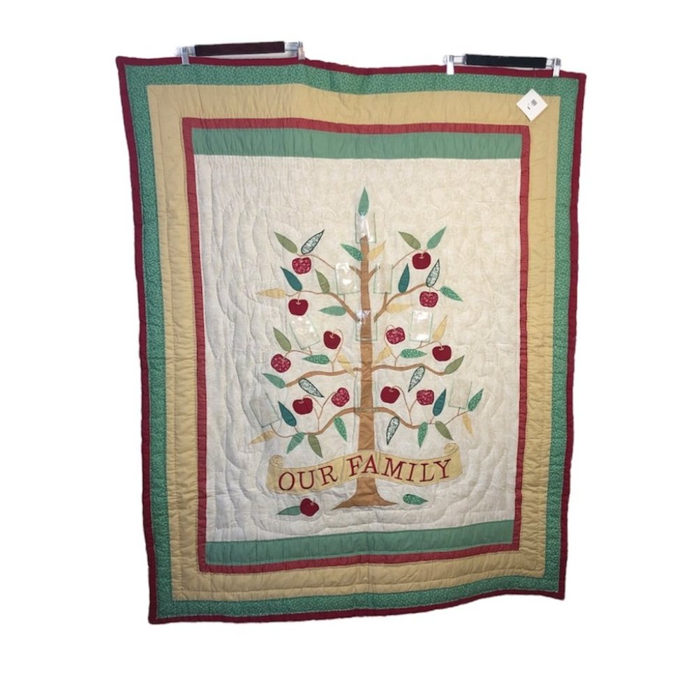 Cracker Barrel Cream, Green, Red, Tan 'Our Family' Tree Wall Tapestry